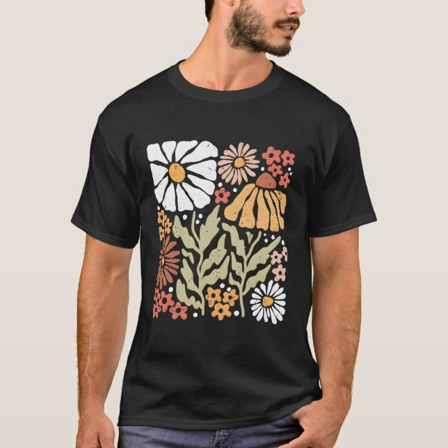 Boho Wildblommor Plants  Flowers Nature T Shirt (Framsida)