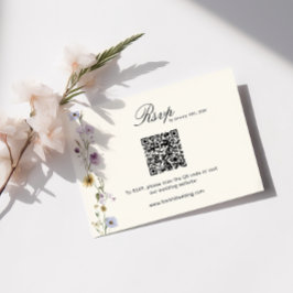 Boho Wildblommor QR Code Bröllop Tilläggskort