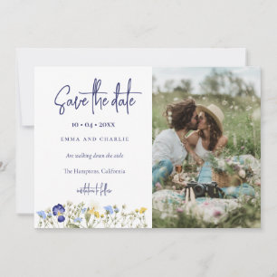 Boho Wildblommor QR Code Elegant Photo Bröllop Spara Datumet
