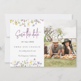 Boho Wildblommor QR Code Elegant Photo Bröllop Spara Datumet