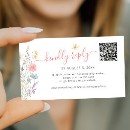 Boho wildblommor QR online OSA bröllop Tilläggskort