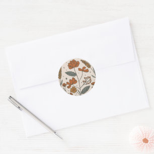 Boho Wildblommor Runt Klistermärke