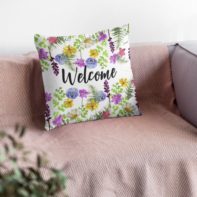 Boho wildblommor rustic blommigt kudde (Skapare uppladdad)