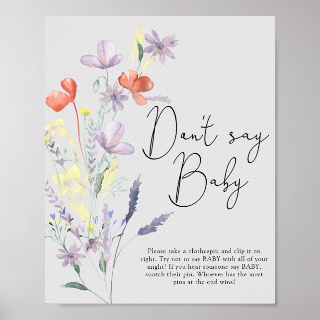 Boho Wildblommor - säg inte baby Poster (Framsidan)