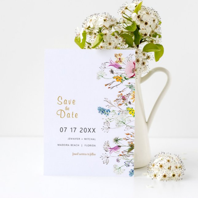 Boho Wildblommor SPARAR DATE-inbjudan Inbjudningar (Skapare uppladdad)