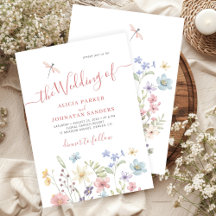 Boho wildblommor vattencolor blommigt bröllopet