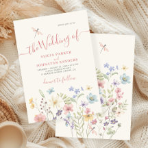 Boho wildblommor vattencolor blommigt bröllopet