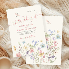 Boho wildblommor vattencolor blommigt bröllopet inbjudningar