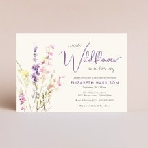 Boho Wildblommor Watercolor Baby Shower
