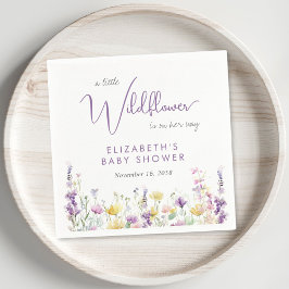 Boho Wildblommor Watercolor Baby Shower Pappersservett