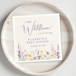 Boho Wildblommor Watercolor Baby Shower Pappersservett