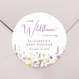 Boho Wildblommor Watercolor Baby Shower Runt Klistermärke