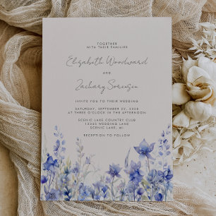 Boho Wildblommor Watercolor Bluebells Bröllop Inbjudningar