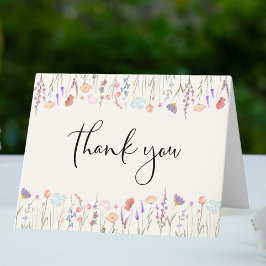 Boho Wildblommor Watercolor Cream Baby Shower Tack Kort