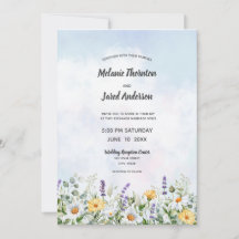 Boho Wildblommor Watercolor Personalize Bröllop