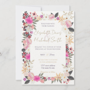 Boho WildblommRosa Blommigt Inbjudningar