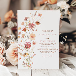 Boho WildblommTerracotta Bröllop Inbjudningar