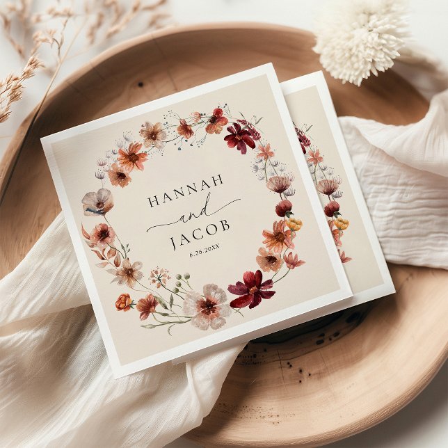 Boho WildblomPersonlig Bröllop Pappersservett (Skapare uppladdad)