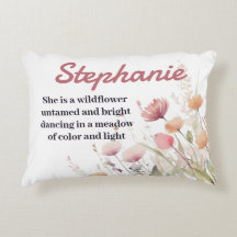 Boho WildblomPersonlig Namn Pillow