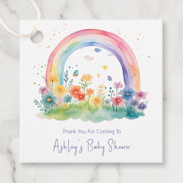 Boho WildblomRainbow Baby Shower Gåvor Etiketter (Framsida)