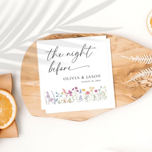 Boho Wildblomrehearsal Dinner Napkins Pappersservett (Skapare uppladdad)