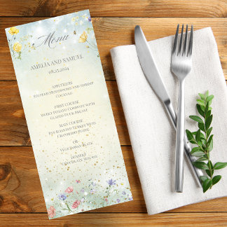 Boho Wildblomrustic Green Wedding Meny