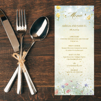 Boho Wildblomrustic Green Wedding Meny