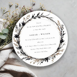 Boho Wildbloms Black Fall Wandeine Vow Renewal Inbjudningar