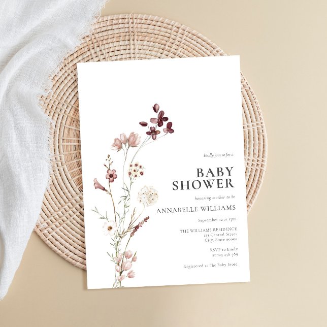 Boho Wildbloms Blommigt Baby Shower Inbjudningar (Skapare uppladdad)