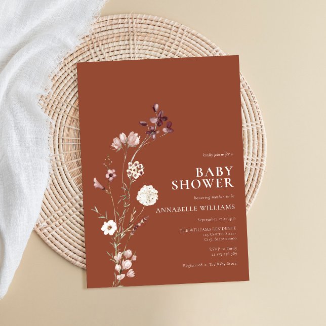Boho Wildbloms Blommigt Baby Shower Inbjudningar (Skapare uppladdad)