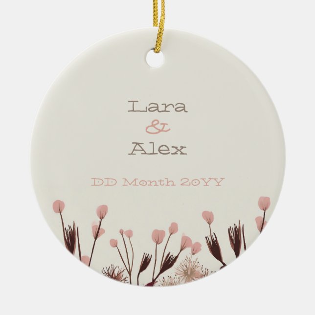 Boho Wildbloms Bröllop-årsdagen Ornament (Framsidan)