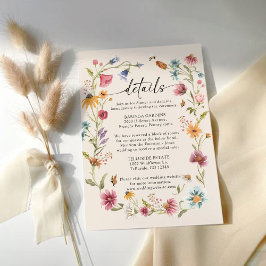 Boho Wildbloms Bröllop-inhägnadskort Tilläggskort
