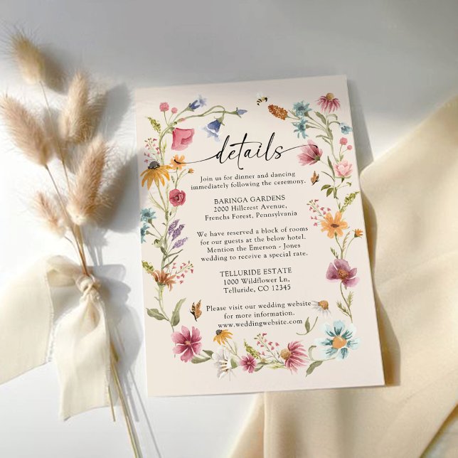 Boho Wildbloms Bröllop-inhägnadskort Tilläggskort (Skapare uppladdad)
