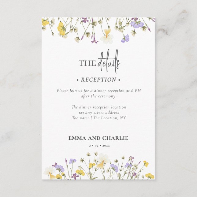 Boho wildbloms Bröllop-inkvartering QR-kod Tilläggskort (Framsida)