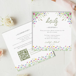 Boho wildbloms Bröllop-inkvartering QR-kod Tilläggskort