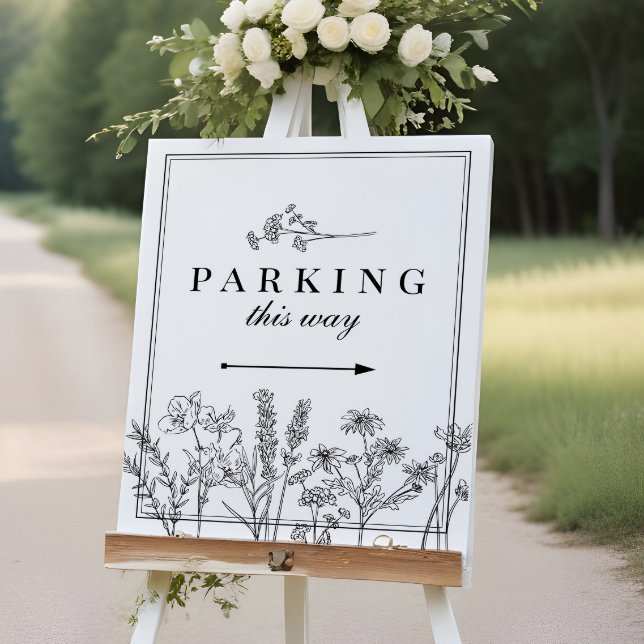 Boho Wildbloms Bröllop Parking Direction Sign Poster (Skapare uppladdad)
