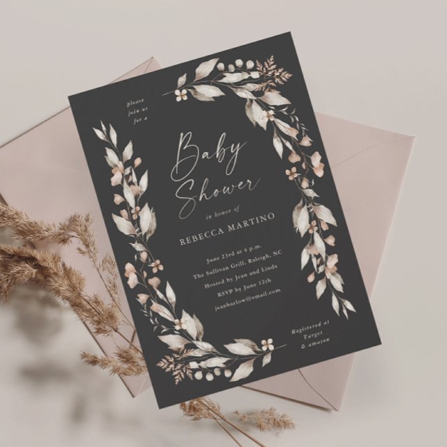 Boho Wildbloms Elegant Blommigt Baby Shower Magnet (Boho wildflower elegant floral gender neutral baby shower invitation.)