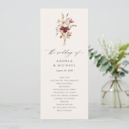 Boho Wildbloms Elegant Fall Wedding Program