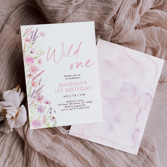 Boho Wildbloms första födelsedag Inbjudningar (Skapare uppladdad)