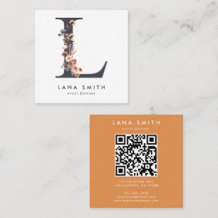 Boho Wildbloms första L QR-kod Fyrkantigt Visitkort