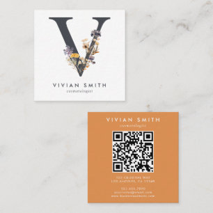 Boho Wildbloms första V QR-kod Fyrkantigt Visitkort