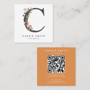 Boho Wildbloms inledande C QR-kod Fyrkantigt Visitkort