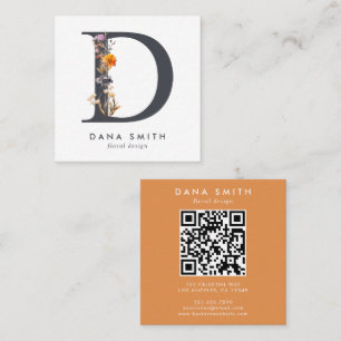 Boho Wildbloms inledande D QR-kod Fyrkantigt Visitkort