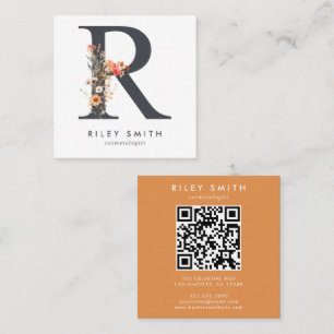 Boho Wildbloms inledande R QR-kod Fyrkantigt Visitkort