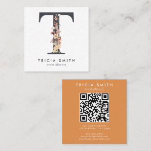 Boho Wildbloms inledande T QR-kod Fyrkantigt Visitkort