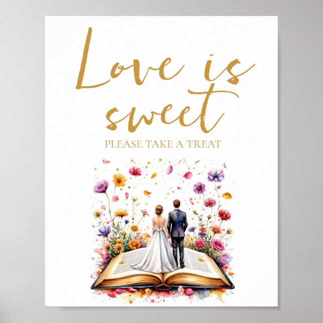 Boho Wildbloms Kärlek är Sweet Ta ett Treat-tecken Poster (Framsidan)