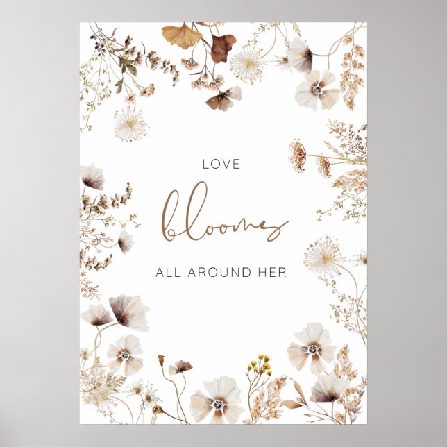 Boho Wildbloms Kärlek Blooms Poster (Framsidan)