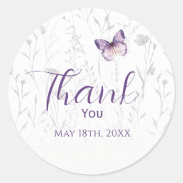Boho Wildbloms Lila Butterfly Girl Baby Shower Runt Klistermärke