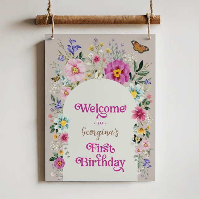 Boho Wildbloms Meadow 1:a födelsedag Poster (Skapare uppladdad)