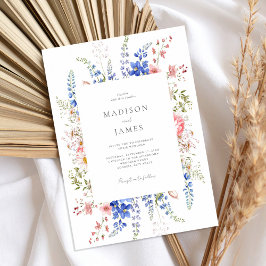 Boho Wildbloms minimalistiska Blommigt Bröllop Inbjudningar